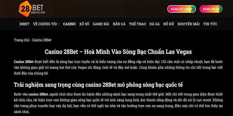 Trang casino trực tuyến 28Bet là ứng cử viên sáng giá nhất Châu Á